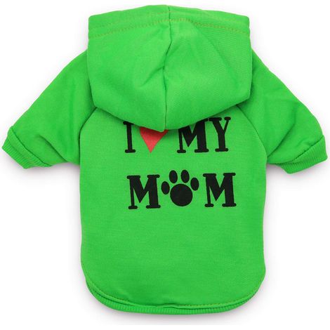 Sudadera con capucha para perro, sudadera "Amo a mi mamá", sudadera cálida para cachorros, 100% felpa, multicolor, varias tallas (XS, S, M, L) (1/5)