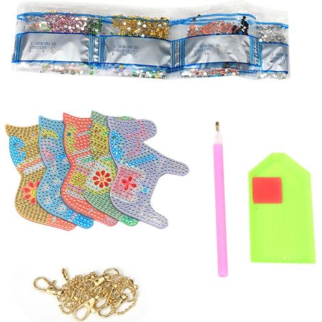 Porte-clés cheval coloré DIY peinture diamant, pendentif résine plein, artisanat broderie matériel (1/5)