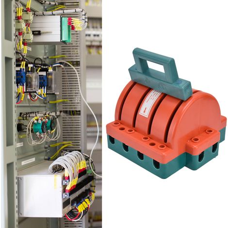 Interruptor de cuchilla de 4 polos, 63 A, 380 V, diseño de doble haz, para aplicaciones industriales, fabricado en PA+ABS con cubierta de ABS. (1/5)