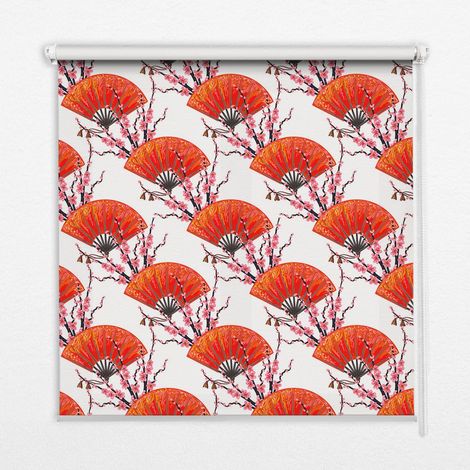 Tenda a Rullo Interna per Finestra - Tenda Filtrante Luce - Tenda Privacy - Tenda Decorativa Rettangolare - Rullo per Interni - (100 cm x 100 cm) - Ventaglio Rosso