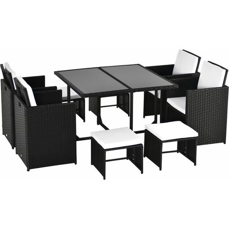 Ensemble de jardin en polyrotin pour 8 personnes, noir (1/5)