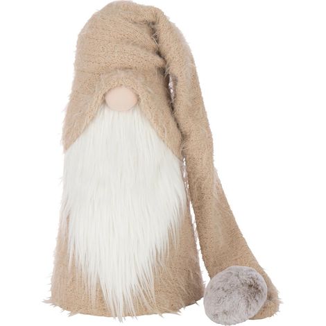 Père-Noël Gnome Déco "Hiver" 60cm Beige