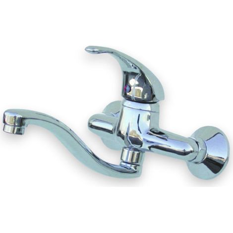 Miscelatore monocomando per bagno lavello a muro in ottone cromato (1/3)