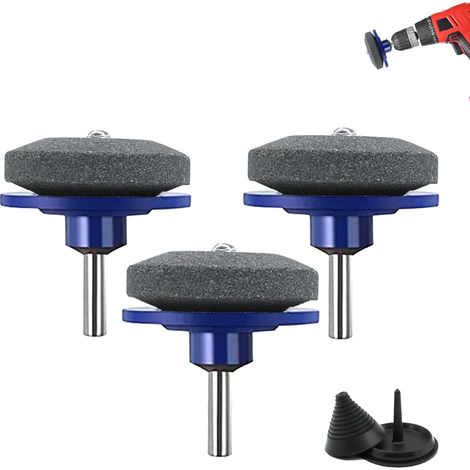 Lot de 3 aiguiseurs universels pour tondeuse à gazon, aiguiseur d'outils de jardin, pierres à aiguiser pour perceuse manuelle (1/5)