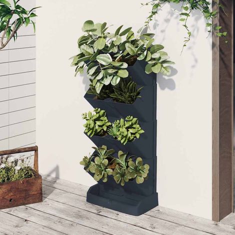 vidaXL Set de plantas jardín vertical 4 uds polipropileno antracita (1/4)