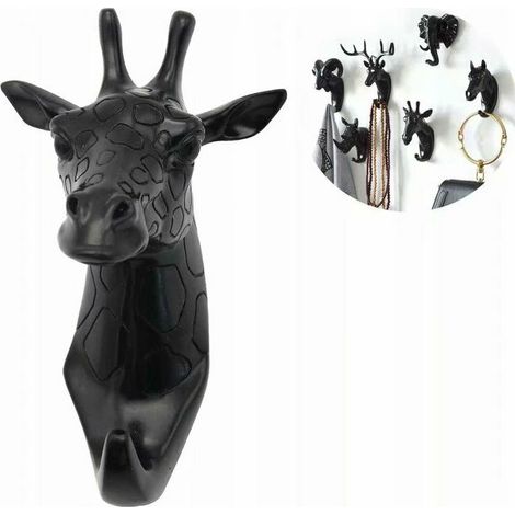 Cloakroom and cloakroom Towel holder wall hook Coat rack Animal Key Giraffe black (1/5)