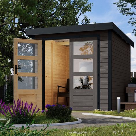 Abri Jardin Bois-Métal 4,45m² Jupiter Karibu Gris Anthracite (1/5)