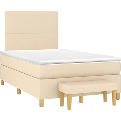 Maison Exclusive - Sommier à lattes de lit avec matelas crème 120x190 cm tissu