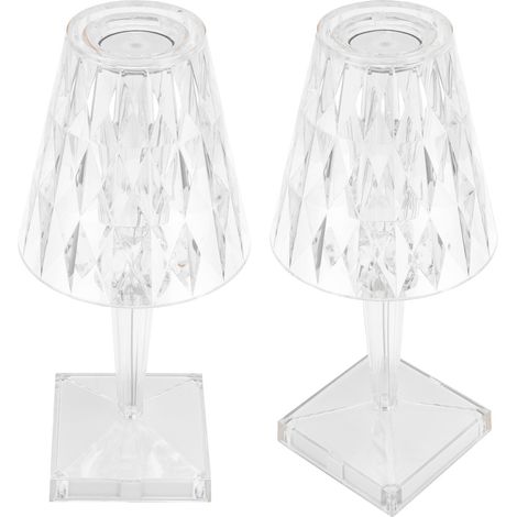 Lampe de table LED en cristal, prisme transparent, lampe de bureau à intensité variable, chargement USB, décoration de chevet (1/5)