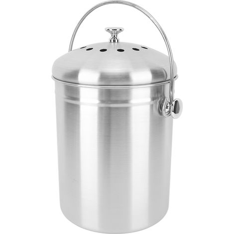 Composteur de comptoir rond en acier inoxydable avec filtres à charbon anti-odeurs pour cuisine (1/5)