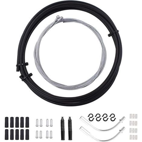 Set de Cable de Frein Vélo, 2.5m Cable de Frein Velo Universel, Câble de Frein Avant et Après de Vélo Embout Cable Velo pour la Maintenance et la Réparation (1/4)