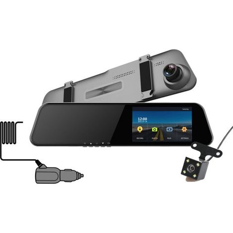 Dashcam mit Rückspiegel, 4,5-Zoll-1080p-Full-HD-Bildschirm, Weitwinkel, wasserdicht, Front- und Rückkamera, Einparkhilfe (1/3)