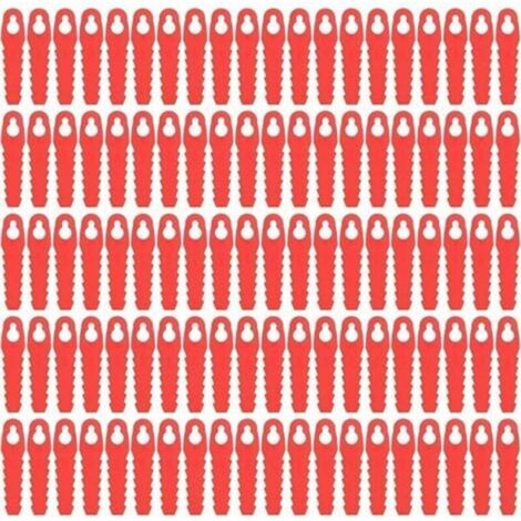 Lames De Rechange en Plastique, 100 Pièces pour Tondeuse à Gazon De Cour, Lames De Tête De Coupe De Rechange, 85Mm, Accessoires De Tondeuse à Gazon De Jardin (Rouge)