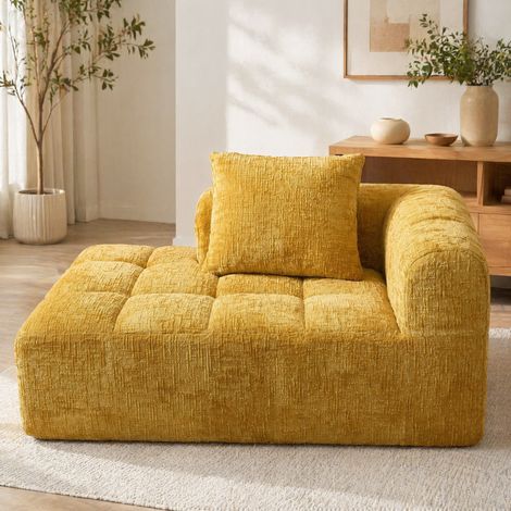 Sofá chaise longue con bolsillos chenilla 158 cm OKMYHOME (1/5)
