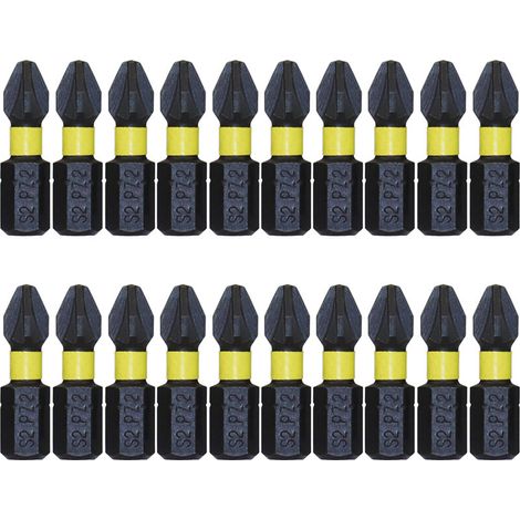Lot de 20 embouts de tournevis à percussion PZ2 de 25 mm, embouts de perçage Pozi résistants aux chocs-AquaForge (1/5)