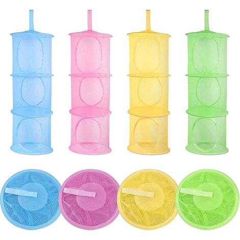 Coffre de rangement moelleux à 4 niveaux, panier de rangement pliable et peu encombrant, idéal pour une chambre d'enfant, une salle de bain ou un balcon. (1/5)