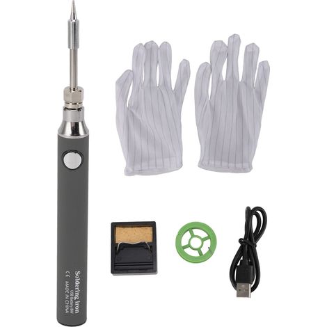Fer à souder sans fil USB, stylo de soudage électronique rechargeable, température réglable, chauffage rapide pour câbles et projets DIY gris (1/5)