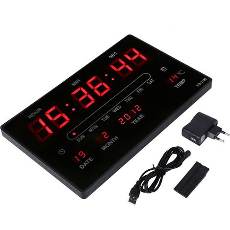 Calendrier électronique numérique LED, horloge, affichage de la température et de l'heure (1/5)