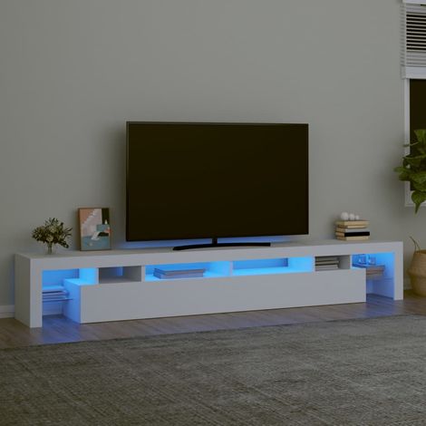 Meuble TV，Banc TV Moderne，Meuble de Rangement avec lumières LED Blanc 260x36,5x40 cm CFW800713 (1/5)