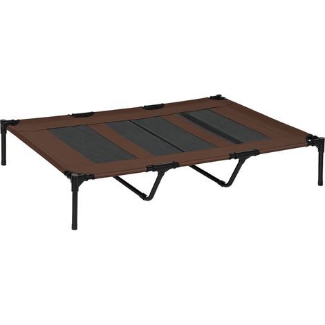 Lit sur pieds XXL pour chien chat lit de camp animal 122L x 92l x 23H cm marron clair (1/5)