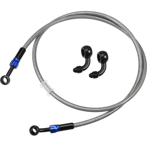 1 Set AN3 28 90 Degré Moto Frein Tuyau Ligne 120cm Ton Argenté (1/5)