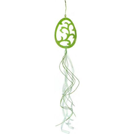 Grünes Osterei an Bändern, 70 cm – Dekorativer Anhänger (1/2)