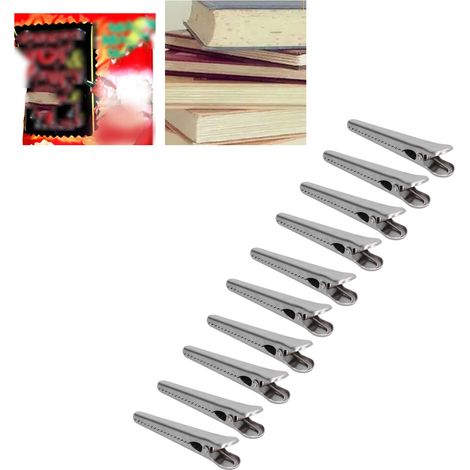 Lot de 10 pinces de fermeture en acier inoxydable pour sachets de café et aliments, outil de cuisine multifonctionnel de 11,5 cm. (1/5)