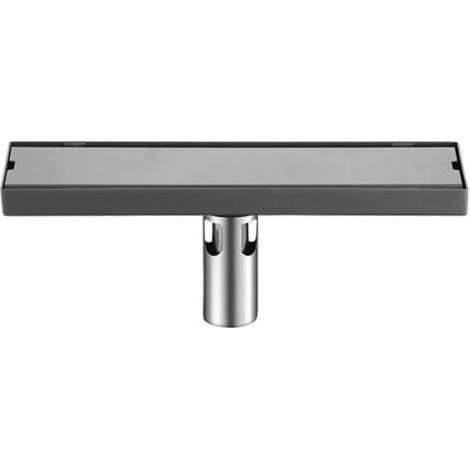 Siphon de douche linéaire 30,5 cm, plat et carrelé, noir304, siphon de sol rectangulaire de douche, noir (1/5)