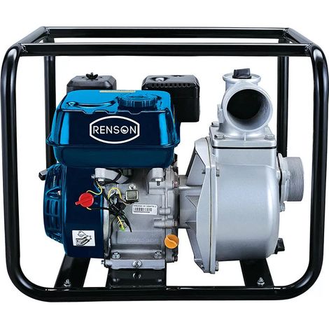 Renson – Motopompe essence auto-amorçante 60m³/h – Hauteur de relevage 36m – Pour eaux claires – Châssis renforcé et accessoires inclus (1/3)