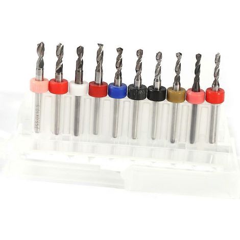 10 mini forets en carbure pour circuits imprimés (CNC) 2,1 mm–3,0 mm