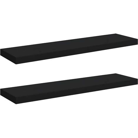 Étagères murales flottantes 2 pcs noir 90x23,5x3,8 cm MDF (1/5)