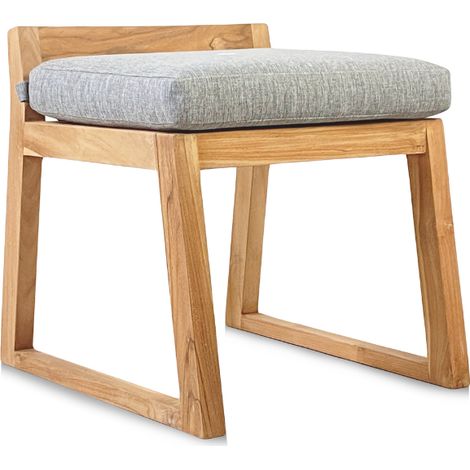 Naturel Sedia da tavolo per esterni in teak massiccio, 50x59,5x56 cm, con cuscini grigio perla, senza schienale (NATOFCH50S) (1/5)