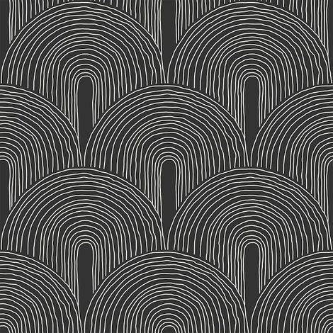 Papier Peint Géométrique Noir Boho Abstrait Arcs Papier Peint Graphique Adhesif Mural Decoratif Chambre Salle de Bain 44,5 cm × 300 cm Papiers Peints Geometrique Retro Wallpaper (1/5)