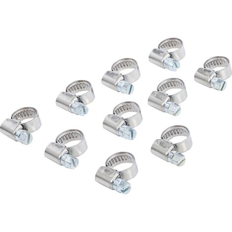 Bgs Technic – Collier de serrage inox pour durites 8 à 12 mm – Résistant à la corrosion – Sachet de 10 colliers – Utilisation en milieux humides
