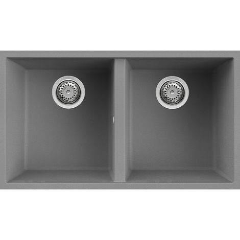 Lavello Elleci Incasso 2 vasche 76x43,5 Quadra 350 Sottotop Metaltek Grigio Titanium LMQ35073BSO (1/3)