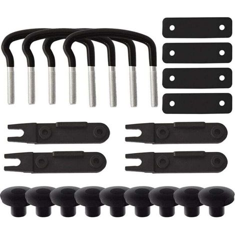 Kit de fixation universel pour coffre de toit en acier inoxydable, 4 pièces, avec 8 écrous de blocage et 2 sangles (1/4)