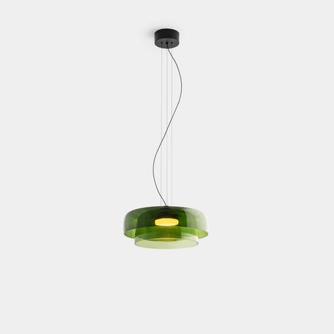LEDS C4 Levels Suspension à double dôme 42 cm, LED noire et verte 19 W, température de couleur 2700-3000-4000 K, variation d'intensité par coupure de phase