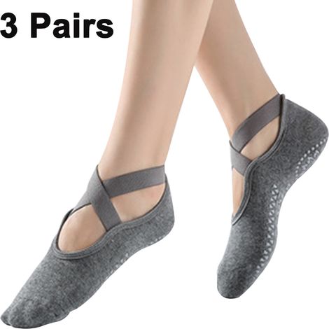 Calcetines Antideslizantes Para Yoga - Talla 35-39 - Para Pilates Barre Ballet Danza Entrenamiento Desnudo - 3 Pares (1/5)