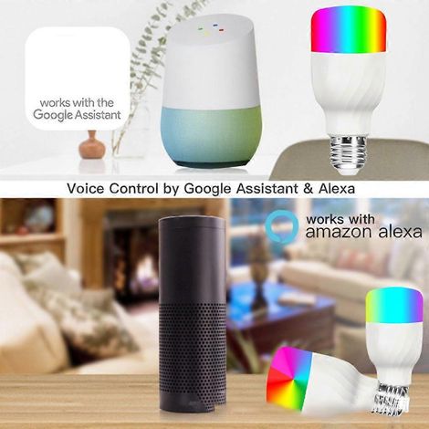 Ampoule intelligente à changement de couleur WiFi, télécommande sans fil, commande vocale, minuterie, sans hub EN-B22- (1/4)