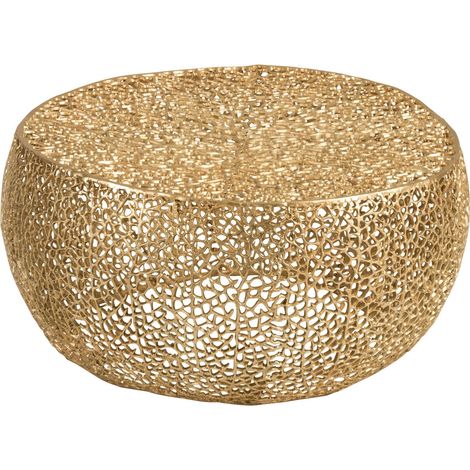 Table basse ronde corail en aluminium doré design élégant - Doré corail lumineux (1/4)