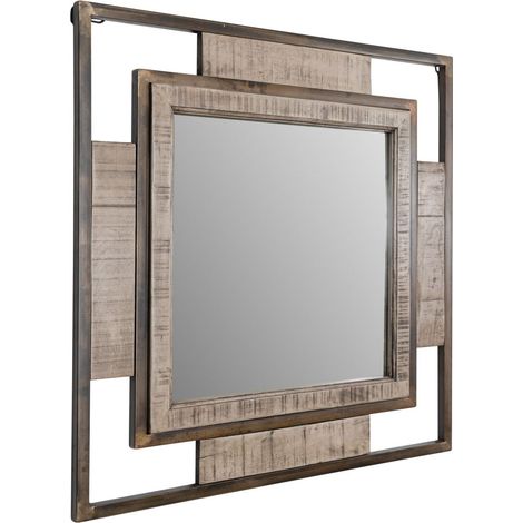 specchio in legno di Mango 92x4x92 marrone laccato HEAVY INDUSTRY 254