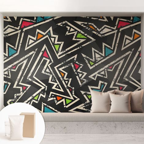 Papier peint intissé décoratif pour salon chambre et cuisine Facile à poser avec colle Géométrie énergique 208x146 cm (1/5)