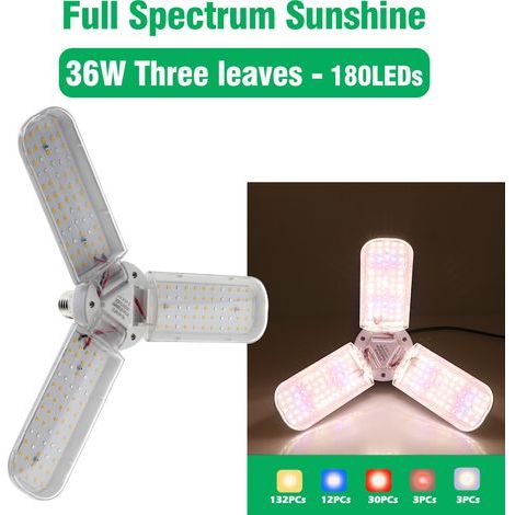Lampada da coltivazione pieghevole a LED da 36 W con testa illuminante E27 sospesa da 4 m, idroponica, adatta per piante da interno e serre (1/5)