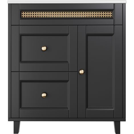 Mobile bagno freestanding con lavabo in ceramica 76 x 46 x 86,5 cm nero (1/5)