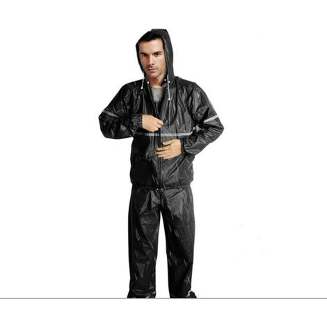 Ensemble imperméable classique pour homme – Vêtements de pluie imperméables et résistants avec bandes réfléchissantes, veste et pantalon de pluie pour le golf et le camping (taille L) (1/4)