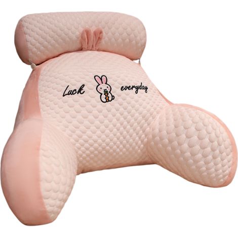 Tapis de lecture au lit, méridienne, 70 x 50 cm, avec dossier, soutien lombaire, accoudoirs, coussin d'assise et autres caractéristiques, pour lire au lit (rose) (1/5)