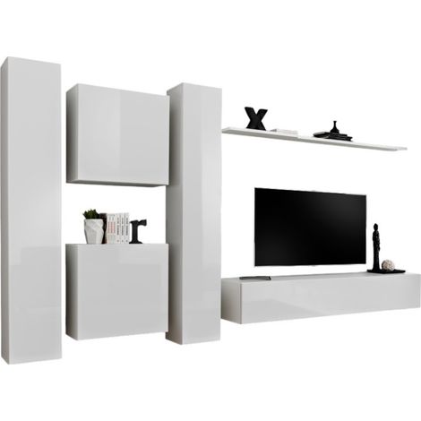 Conjunto de muebles para salón SWITCH VI, diseño moderno, color blanco brillante.