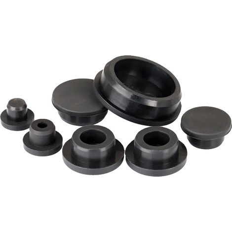 Tapones para orificios, caucho de silicona, resistentes al calor, color negro-c, TX-28mm (1 unidad) (1/2)