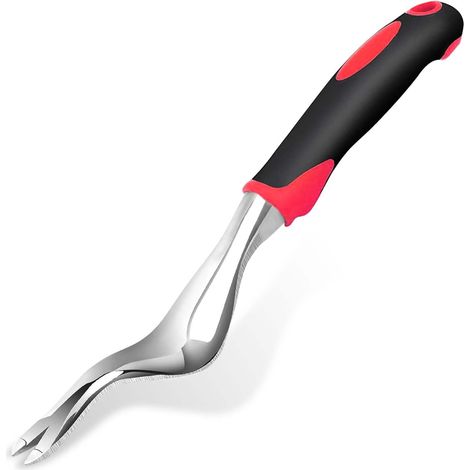 Herramienta manual para desherbar el jardín, herramienta extractora de malezas con mango de goma, horquillas en forma de V, desherbadores manuales, cuidado del césped, herramientas para desherbar (1/5)