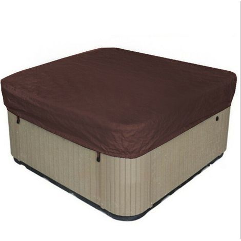 BRAVIX Déstockage Bache d'extérieur pour Spa Housse de Bain à Remous Carrée Etanche Couverture de Spa en Tissu Polyester 190T Anti-poussière Anti-UVavec Un Sac de Rangement ,Noir 207×207×30cm (1/3)